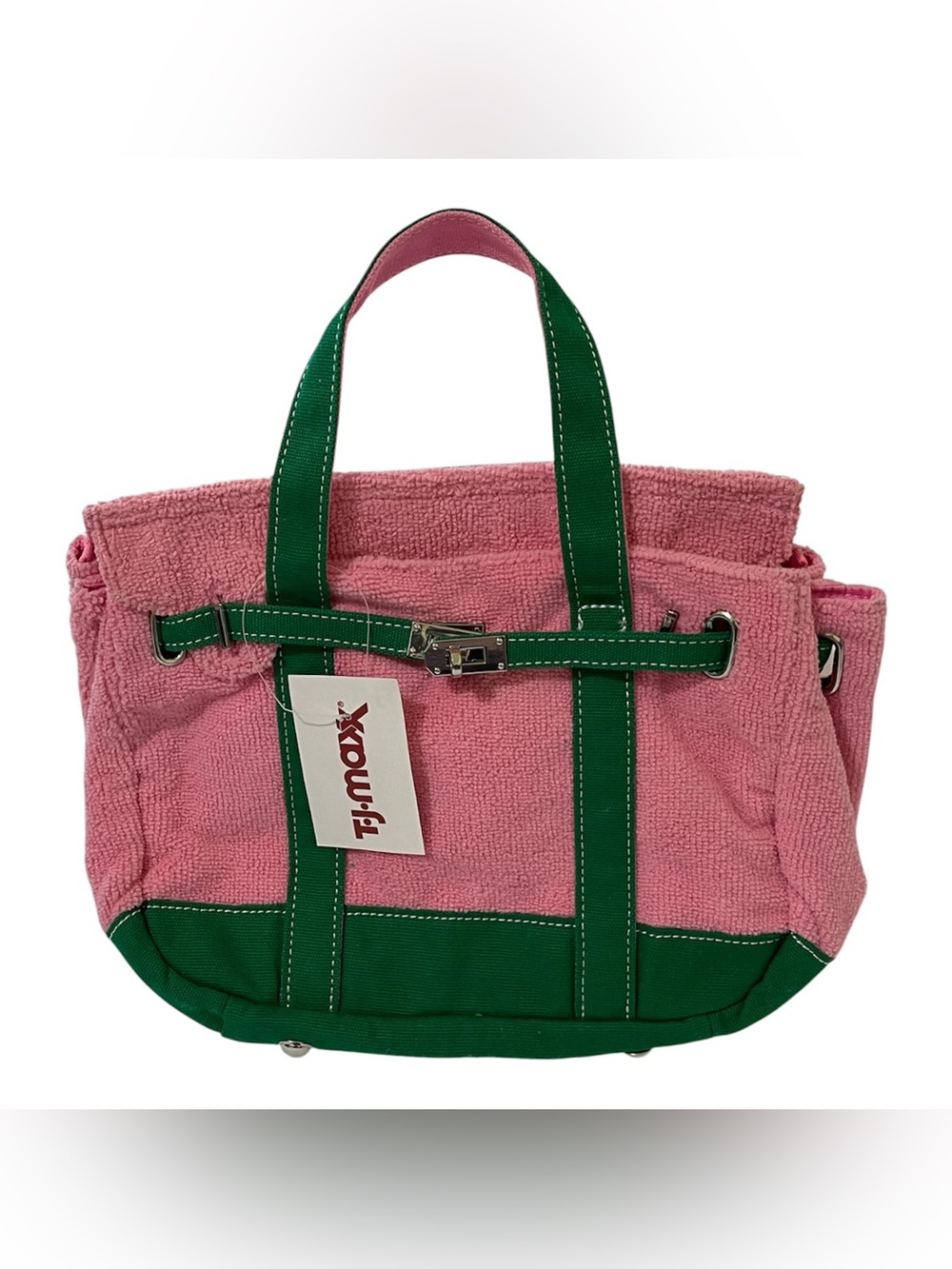 Sunwin Boatkin Green & Pink Tote Bag Terry Cloth Small - NWT **